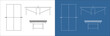 © WINDERFULL STUDIO - Orthographic Projection Plan of Table Tennis Table Technical Blueprint Layout