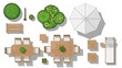 © Creative Pixel - A collection of top view garden furniture and landscape elements for architectural plans isolated on white background