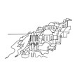 © ahmad - Santorini Village Line Art Drawing with Domes and Sea View