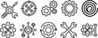 © Amol Chandra - Collection of industrial repair and maintenance icons featuring gears, wrenches, screwdrivers, and technical settings symbols for engineering, mechanical workshops, and system optimization management