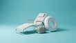 © AhmadMunif - A white lounge chair, an inflatable ring, and a small bag on a light blue background, ready for a summer vacation.