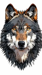  wolf with black background that says wolf illustration
