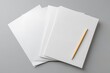 © Olena - Minimalist A4 Paper Mockup with Pen on Gray Background for Corporate Stationery and Document Design Ideas