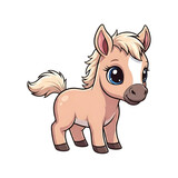 Cute cartoon pony isolated on transparent background