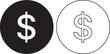 © Shah Hasanuzzaman - Set of minimalist black and white dollar sign icons for financial apps banking and money commerce design