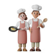 © Tariq - Two chefs cooking together in kitchen with aprons and utensils