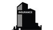 © Ferdous_Studio1989 - A stark black silhouette of a modern building prominently displays the word insurance in white