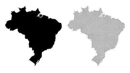  Brazil Map Silhouette and Geometric Dotted Outline Isolated on White – Vector Illustration


