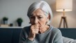 © Image stock - Elderly woman coughing at home