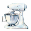 © SvetaArt - Watercolor white mixer, hand drawn illustrations, isolated, bakery design, homemade baking