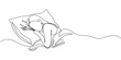 © Vector Man - Woman sleeping on pillow bed continuous one line drawing. Sleeping woman in single line art illustration. Editable vector, Continuous single line sketch drawing of woman sleeping on pillow bed.