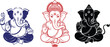 © vector expert - Ganesha Vector Set – Hindu God of Wisdom in Blue, Red & Black for Logos, Design & Spiritual Art