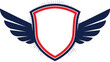 © vector expert - Shield Emblem with Wings Illustration – Red, White, and Blue Stylized Badge for Sports or Branding