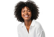 © MdMashud - Smiling black woman with curly hair isolated on transparent background