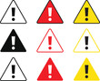 © Vector studio - red warning sign icon yellow stop sign black warnign sign stop exclaimation sign danger symbol icon