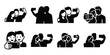 © ganesh106 - love couple selfie minimal flat vector icon set, black color and white background