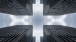 © UrbanRender - Urban Geometry Low Angle Skyscraper Symmetry Looking Up at the Sky