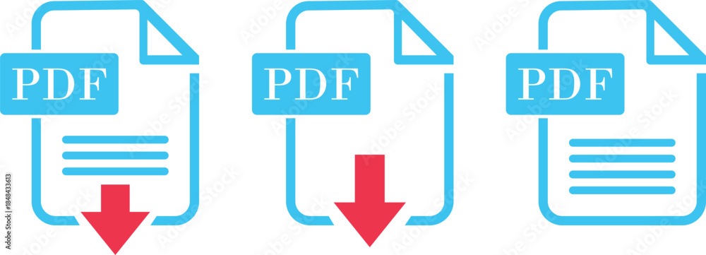 เวกเตอร์ Stock PDF File Format icon set. PDF file download symbols ...