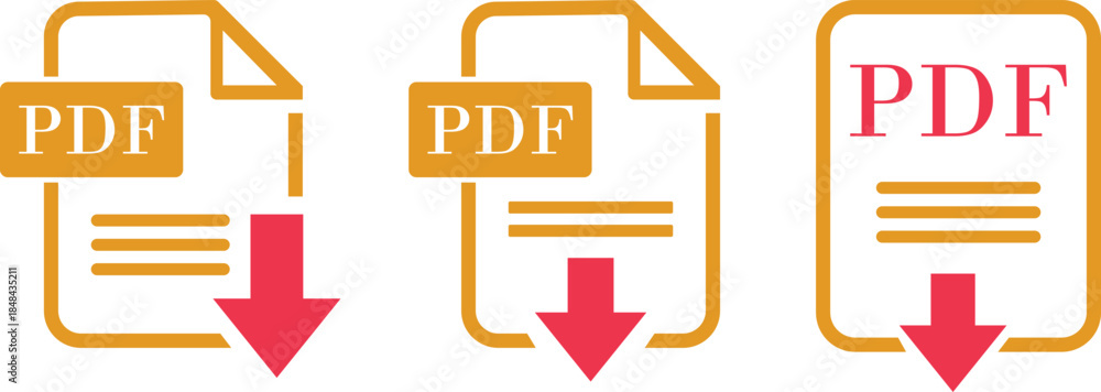 PDF File Format icon set. PDF file download symbols. Format for texts ...