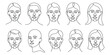 © Bilas - Set of ten different human face shapes outline drawing
