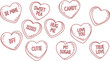 © Shamim - Hand drawn black and white conversation hearts sketch