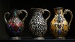 © Amintol - Ornate decorative antique pitchers on display in a museum