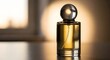 © MstMomela - Elegant perfume bottle with golden liquid and silver cap on a reflective surface