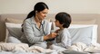 © PIX OF WORLD AI - young indian mother using stethoscope to her child