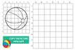 © boyusya - Kids worksheet with a cute beach ball character. Copy the picture using a grid activity for children. Black and white line art with empty grid for drawing practice, learning, education and fine motor