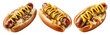 © Vasyl Onyskiv - Juicy grilled midwest bratwurst sausage in soft bun with sauerkraut and mustard on top, isolated on white transparent background