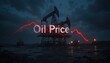© jollier_ - Oil price trend with oil pump and market data during dusk hours Generative AI
