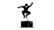 © Ophelia - Dynamic silhouette of a parkour athlete jumping over a box perfect for sport and fitness themes