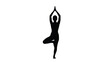 © Adobe - Silhouette of a person performing the yoga tree pose vrksasana demonstrating balance focus and mindful physical wellness against white