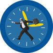 © Lustre Art Group  - Conceptual artwork of businessman running inside clock on transparent background. Concept of time management, deadlines pressure, productivity control and efficiency.