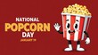 National popcorn day celebration with cartoon popcorn bucket