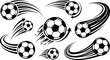 © MstShilpy - Soccer ball motion set, dynamic speed lines, curved arrows, black vector, isolated, stock illustration, sports energy icons