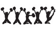 © Design Gallary - A silhouette vector graphic of a group of five cheerleaders jumping and celebrating