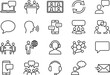 © Mahamudul Creatives - Communication and collaboration line icon set featuring chat video meetings messaging support teamwork networking symbols for modern business digital platforms