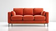 © Nataliia_Trushchenko - A large orange couch with three cushions. The couch is sitting on a white floor. The couch is the main focus of the image