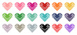 © ShawezStock - Vibrant heart vector set with white geometric zig zag patterns in multiple colors vector illustration