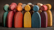 © Abu - Colorful wooden figurines symbolizing diversity equality and unity within modern community