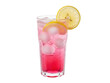 © Nuria - Isolated pink drink in glass with ice and lemon slice, beverage for refreshment or party
