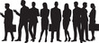 © Zubaria  - Business People Silhouette Set – Professional Men and Women Standing Poses, Corporate Team Outline, Office Workers Black Vector Illustration