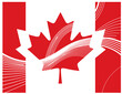 © dexdrax - A striking flag-inspired artwork featuring a bold red maple leaf at the center, set against a segmented white and red mosaic. Evokes patriotism, national pride, and modern graphic design