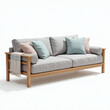 © Zikku - Minimal Nordic Sofa With Exposed Wood Frame Isolated For Catalog