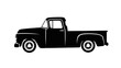 © Haris - Silhouette of a Classic vintage pickup truck with simple black and white contrast