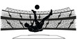 © khava - Dynamic Soccer Player Silhouette Performing Bicycle Kick in a Stadium Setting