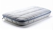 © Fomo Creative - Comfortable White Quilted Pillow with Blue Trim on a White Background