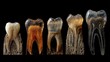 © Sawyer0 - A row of tooth cross sections at different stages highlighting comparative dental anatomy and biological variation across developmental phases.
