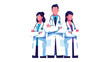 © Tahura - Medical Professional Team: A cohesive group of medical professionals, donned in pristine lab coats and stethoscopes, stand united, embodying expertise and compassion.